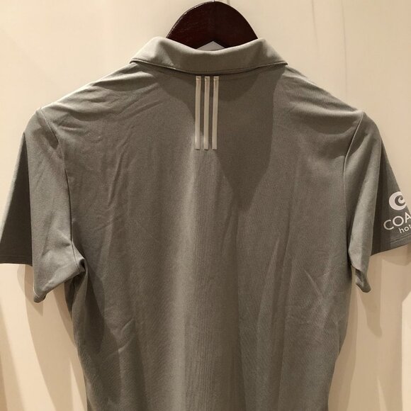 Adidas Golf Athletic 4 Button Collared Sh Slv Polo Shirt Grey & White Sz M NWT - Picture 6 of 11
